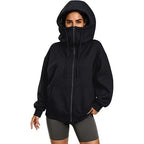 Women Oversized Zip Funnel Neck Hoodie