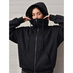 Women Oversized Zip Funnel Neck Hoodie