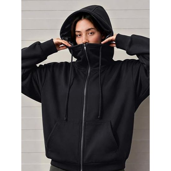 Women Oversized Zip Funnel Neck Hoodie