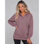 Women Button Front V-Neck Hoodie