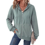 Women Waffle Knit Zip Up Hoodie